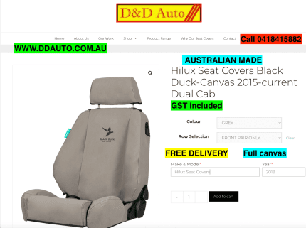 Black duck outlet seat covers hilux