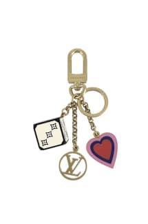LOUIS VUITTON Key holder ring Bag charm Vivienne Rare Heart chain