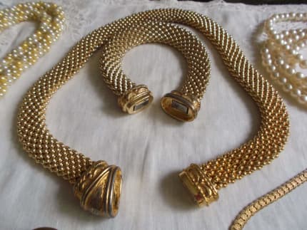 Vintage, Jewelry, Vintage 5 Strand Ropey Goldtoned Choker Necklace 6