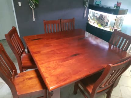 8 seater pine dining table and chairs