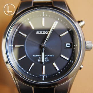 SEIKO 7B42 0AN0 Solar Radio Wave Control Titanium Mens Watch