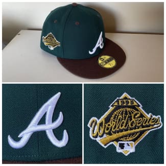 Atlanta Braves New Era Beef Broccoli Size 7 3/8 Cap Hat Fitted Major League  Baseball Green Brown