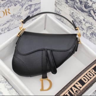 Christian Dior Mini Saddle Bag Black Ultramatte For Women 19.5cm