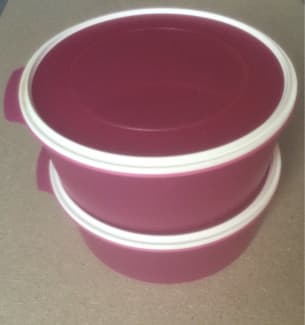 Pink Round Tupperware Baseline Cookie Canister