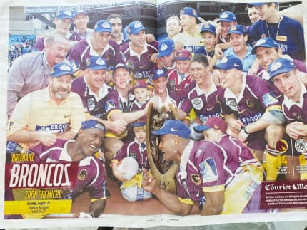 Brisbane Broncos 2000 Premiers Team Signed Tribute, Framed