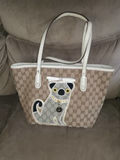 GUCCI GG Guccioli Pug Dog Oliver Canvas Tote Bag With storage bag