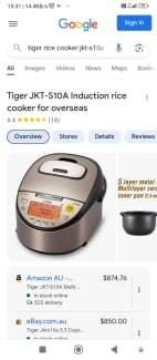 Overseas IH Rice Cooker Tiger JKT-S10A 5 Cup 240V Made in Japan