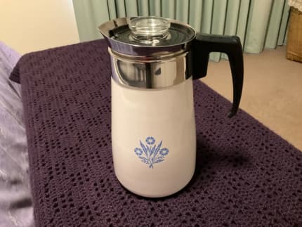 Retro Vintage Corning Ware Blue Cornflower Coffee Pot Percolator 9 cup