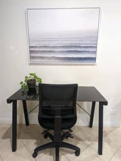 freedom black glass desk