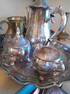 Vintage Silver Plate Coffee Set, Tea Set, Leonard Silver EPNS A1