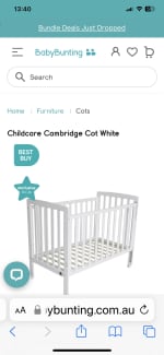 Cambridge cot shop baby bunting