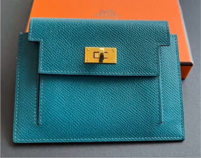 Hermes Kelly Pochette Vert Verone Ostrich Gold Hardware