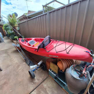 Kayak (Adult) 2.9m with paddle, strap, seat and trolley, Kayaks & Paddle, Gumtree Australia Penrith Area - Glenmore Park