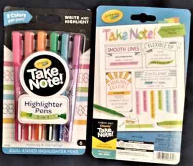 Crayola Take Note! Dual Ended 2 In 1 Highlighter Pens 6 6 Ea, Pens,  Pencils & Markers