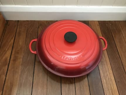 Le Creuset, Oval Dutch Oven, Volcanic Flame, Enamel, Extra Large, H, Looped  Lid, Handles, Ribbed Bottom, Rare Iconic Cookware 