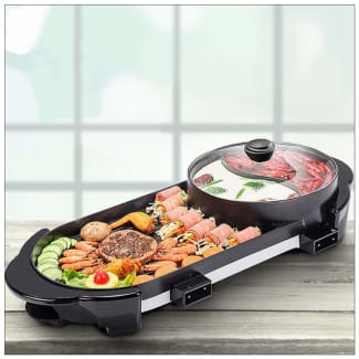 Korean BBQ Grill Electric Griddle Grill Teppanyaki BBQ Hot Plate Camping,  Non Stick, Adjustable Temperature Pan Multi - Purpose Pot [Energy Class