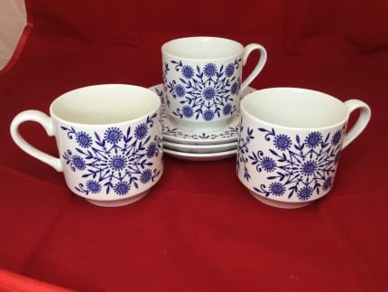 After Dinner Coffee Set Midwinter Riverside Forest Green Leaves Pot 4 Cups  And Saucers 1960s