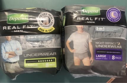 Depend Real Fit Men's Night Defence Underwear 8 Pack
