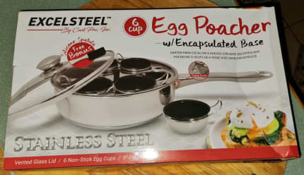 Excelsteel Egg Poacher 18/10 Stainless - 6 Non Stick Egg Cups