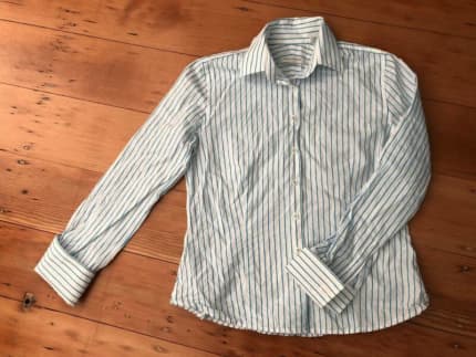 TM Lewin Men's Long Sleeve Button Down Shirts White Blue Size M L