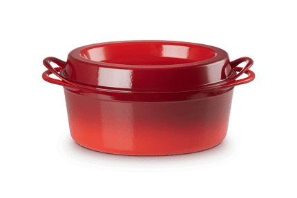 Le Creuset, Oval Dutch Oven, Volcanic Flame, Enamel, Extra Large, H, Looped  Lid, Handles, Ribbed Bottom, Rare Iconic Cookware 