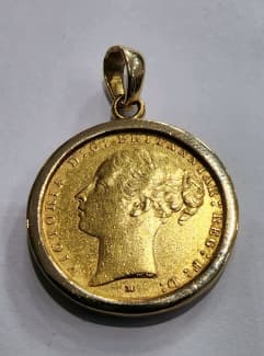 Vintage Coin Necklace 22ct Gold Plated Antique 1918 Coin Pendant