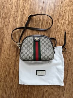 Gucci Logo GG Beige/ Ebony Black Wool Leather Clutch Wristlet BNIB Made in  Italy