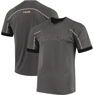 Men's Pittsburgh Pirates Majestic Gray/Black Big & Tall Pinstripe Henley  T-Shirt