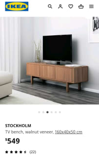 STOCKHOLM walnut veneer, TV bench, 160x40x50 cm - IKEA