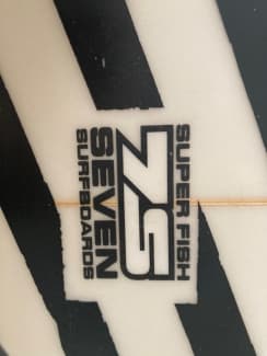 5'9 7S Surfboards Superfish Almost Like-New 5 Fin Double-Winged Swallow  Tail Surfboard