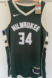 High Quality】2022-23 New Original NBA Milwaukee Bucks #34 Giannis  Antetokounmpo Icon Edition Green Jersey Swingman Heat-pressed
