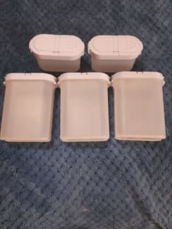 1980s Tupperware Modular Mates With Pink Lids Two Oval 