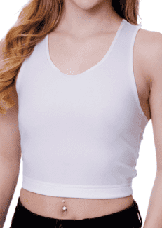 Underworks Womens Firm Compression Racerback Crop Top Chest Binder and  Minimizer - White - X-large