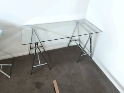 freedom glass trestle desk