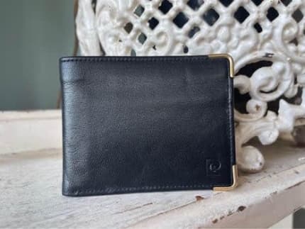 Womens Guang Tong Genuine Leather Tri-Fold Beige Wallet
