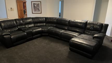 Amart leather deals corner lounge