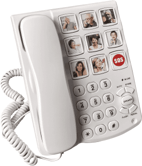 Big Button Phone for Seniors with SOS Pendant | Corded Landline Telephone |  Large Braille Buttons for Visually Impaired | Amplified Ringer for Hearing