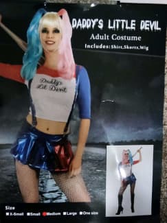 Harley Quinn Harlequin Suicide Squad Full Costume Set Plus Wigs and Gloves