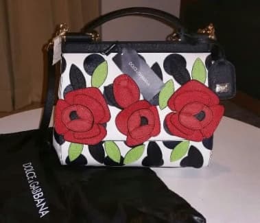 Dolce And Gabbana Miss Sicily Bag in White Polka Dots