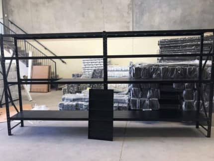 2.4m (H) x 2m (W) x 0.6m (D) 1200kg Black Garage Shelving For Shed Workshop  Long Span Rack