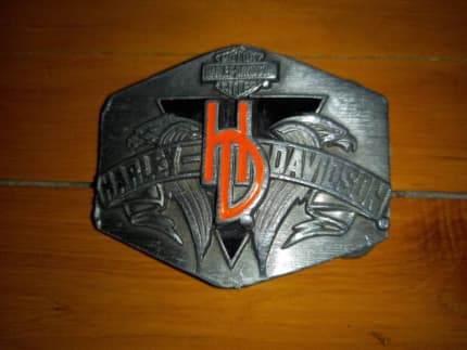 Harley Davidson Belt Buckle Harmony 1989 Studded Black Leather