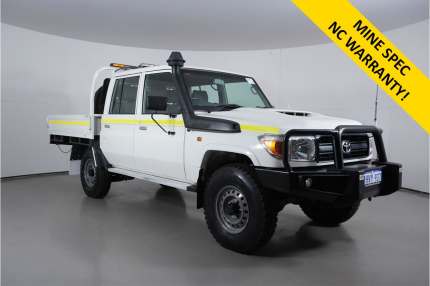 2019 Toyota Landcruiser VDJ79R MY18 Workmate (4x4) White 5 Speed Manual Double Cab Chassis