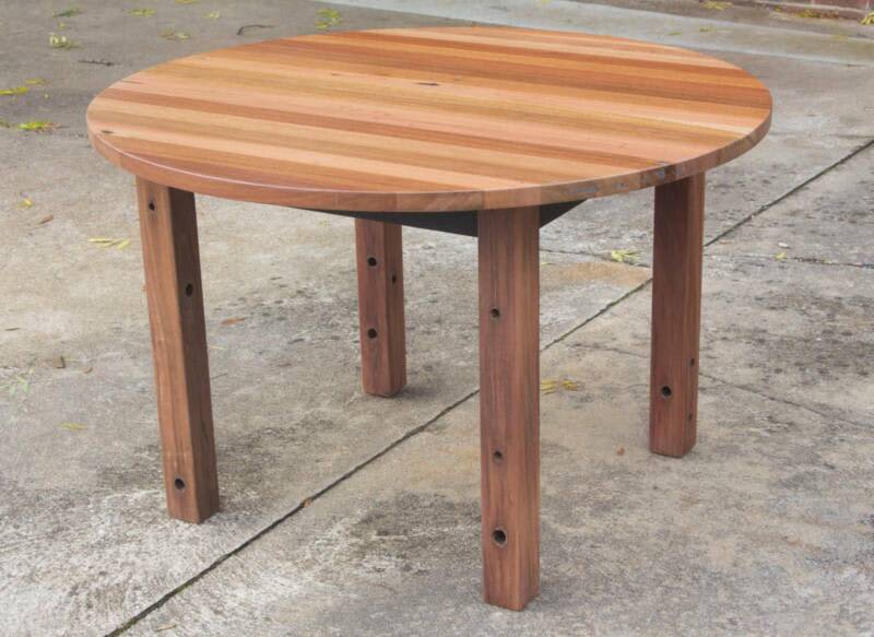 MANSFIELD 100 RECYCLED SOLID SPOTTED GUM ROUND DINING TABLE